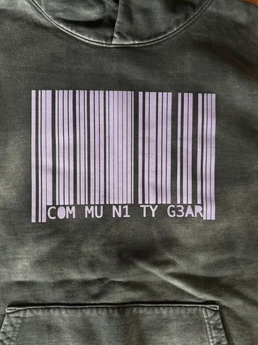 BARCODE HOODIE (PURPLE ON BLACK)